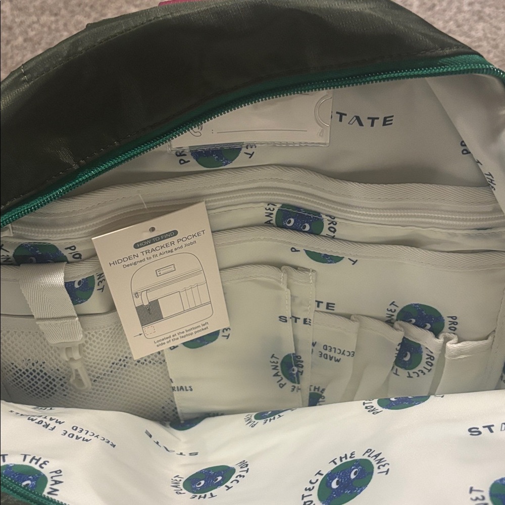 NWT State Ripstop Kane Kids Travel Olive Diagonal Zipper Backpack - Picture 6 of 7